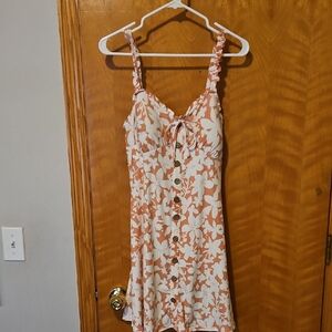 No Boundaries Cream and Orange Floral Sundress